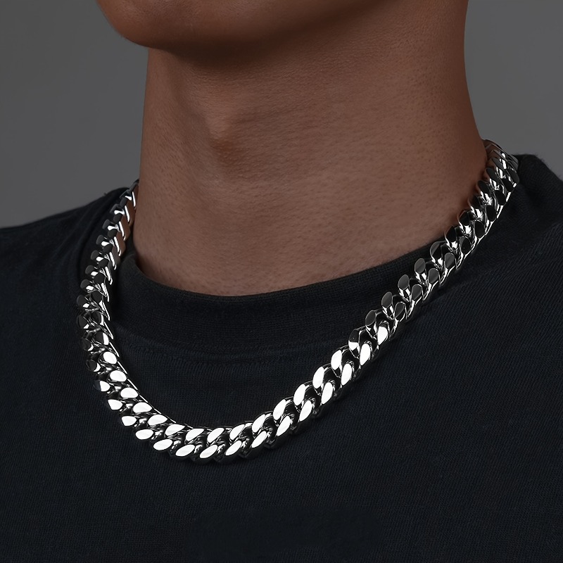 Women's Shiny Cuban Link Necklace, Polished Finish